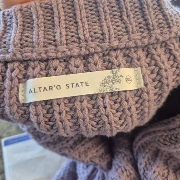Altar'd State Women's Lavender Cotton/Acrylic Chunky Knit Oversized Sweater - Picture 8 of 9